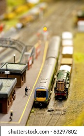 Miniature Model Train Station With Shallow D.o.f