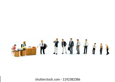 Miniature People : Buisnessman To Interview Of Office Using For Concept Job Action Day.