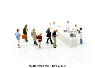 Miniature People : Chef Cooking With Friend,Food Concept.