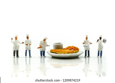 Miniature People : Chef Cooking With Friend,Food Concept.