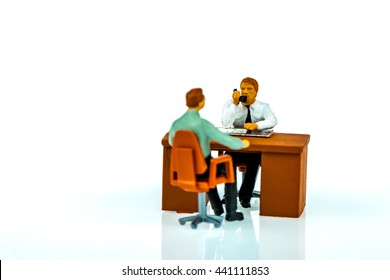 Miniature People Office, Worker, Engineer Worker, Construction, Cook, Chief Kitchen And Traveler Concept In Variety Action On White Background With Space For Text