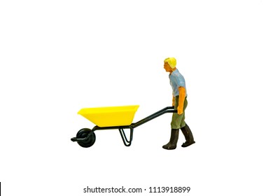 Miniature People Office, Worker, And Farming Concept In Variety Action On White Background With Space For Text