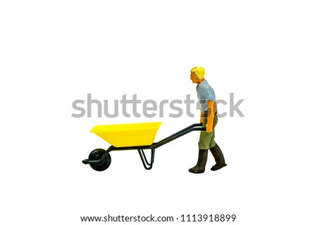 Miniature people office, worker, and farming concept in variety action on white background with space for text