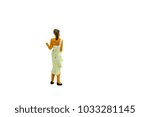 Miniature people office, worker and happy wedding party concept in variety action on white background with space for text