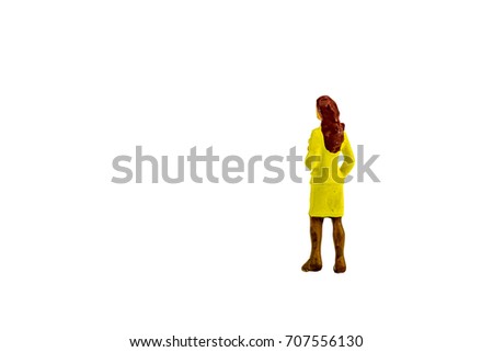 Miniature people office, worker and happy wedding party concept in variety action on white background with space for text