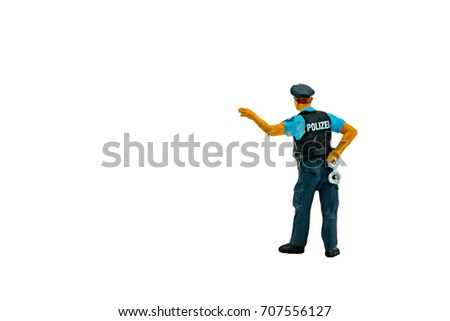 Miniature people office, worker, police  and thief concept in variety action on white background with space for text