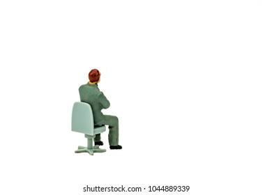 Miniature People Office, Worker, And Traveler Concept In Variety Action On White Background With Space For Text