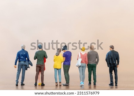 Miniature people ,People showed up to socialize and have fun, Friendship day concept