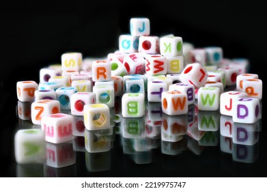 Miniature Plastic Letter Beads Close Up