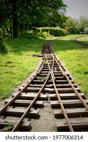 Miniature Railway Line Tracks In Park 