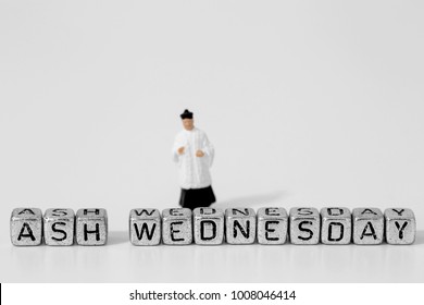 Miniature Scale Model Priest With Ash Wednesday On Beads