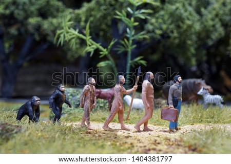 Miniature of Theory of evolution of man. Human development. 