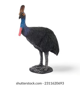 Miniature toy cassowary bird animal on a white background - Shutterstock ID 2311620693