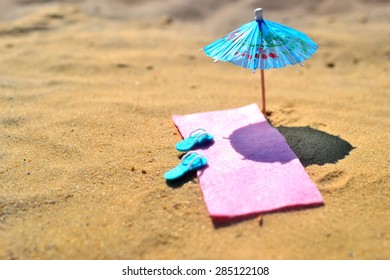 Umbrella On Beach Sand Background Stock Photo 416765392 Shutt pic