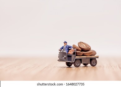 Miniature Truck With Driver Loaded With Coffee Beans