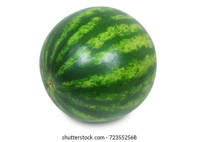 Miniature watermelon isolated against white with clipping path.