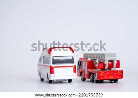 Minicar fire engine and ambulance.