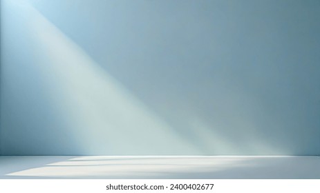 Minimal abstract light blue background for product presentation. Shadow and light from windows on plaster wall. - Powered by Shutterstock