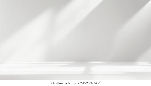 Minimal abstract light gray background for product presentation. Soft shadow and light from windows on white wall. - Powered by Shutterstock