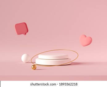 Minimal background, mock up with podium for product display,Abstract white geometry shape background minimalist Valentine's day pink background,Abstract mock up backgroundup 3D rendering. - Powered by Shutterstock