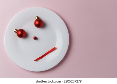 Minimal Composition Of Indifference Smiley. Food Concept. Copy Space