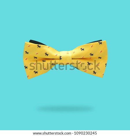 minimal concept. yellow male bowtie over colorful background