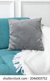 Minimal Cushion Cover In Gray On A Sofa