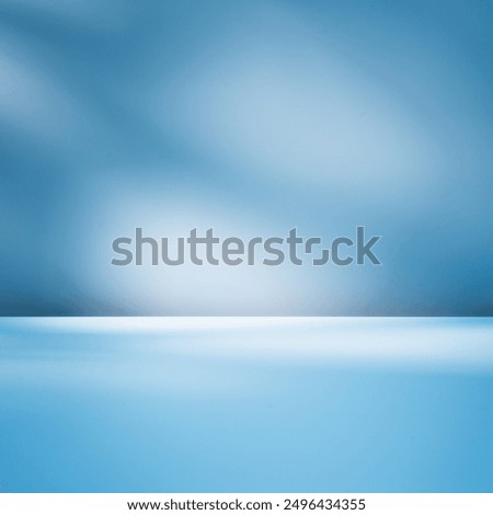 Minimal dark blue background for product presentation with abstract light and smooth shadows on wall. Square composition.
