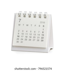 Minimal Desk Calendar 2018 Isolated On White Background