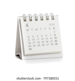 Minimal Desk Calendar 2018 Isolated On White Background