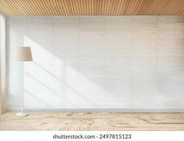 Minimal empty room Living Room with window shadow Grey wall on background - Powered by Shutterstock