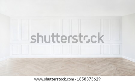 Minimal empty room with white patterned wall