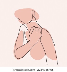 Minimal line art vector-style image of itchy woman
