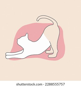 Minimal line art vector-style image of cat doing yoga