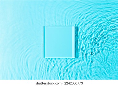 Minimal mock up scene with glass podium in water splashes for cosmetics product presentation. Top view. - Shutterstock ID 2242030773
