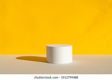 Minimal Modern Product Display On Trendy Gray And Yellow Background With Shadows