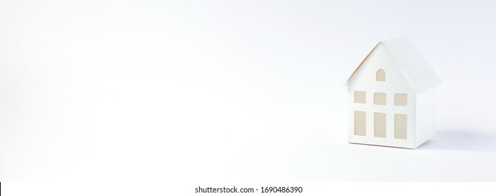 Minimal Realty Concept Banner- Simple White House On White Background