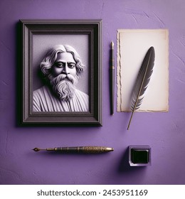 Minimal Subtle Rabindranath Tagore Portrait Mural AI-generated image ...