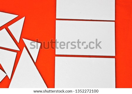 Minimalism, empty frames on a bright red background