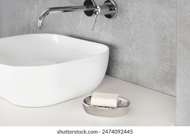 Minimalist Bathroom Sink with Soap Dish - Powered by Shutterstock