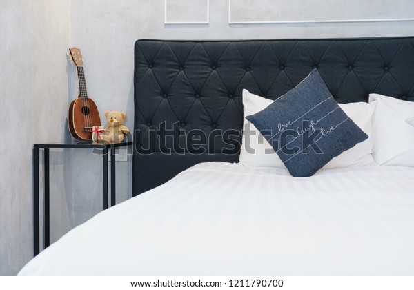 Minimalist Bedroom Black White Gray Color Stock Photo Edit