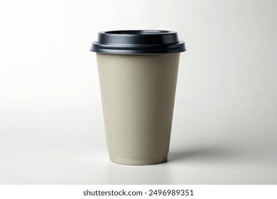 Minimalist Blank Coffee Cup. paper cup, Takeaway paper coffee cup isolated on white background, Blank take away coffee cup