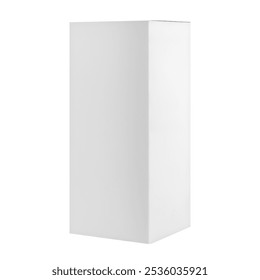 Minimalist blank white rectangular box mockup, ideal for packaging, branding, or product display. Clean, simple design provides ample space for customizable content.