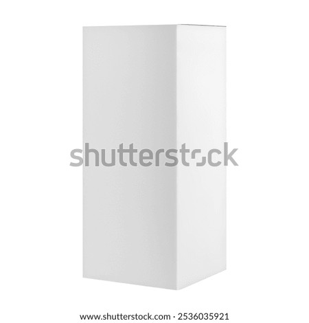 Minimalist blank white rectangular box mockup, ideal for packaging, branding, or product display. Clean, simple design provides ample space for customizable content.