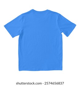 Minimalist blue T-shirt mockup highlighting the back view. Suitable for branding, casual wear designs, and clothing mockups.