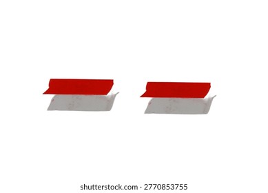Minimalist composition featuring two red and white flags made from tape, suitable for dual-nation concepts or Indonesian and Monacan themes.