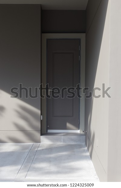 Minimalist Home Exterior Gray Front Door Stock Photo Edit Now 1224325009