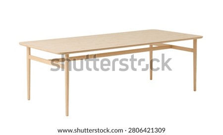 Minimalist rectangular light wood dining table with tapered legs