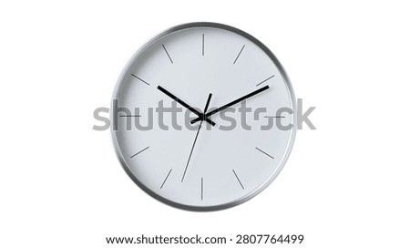 Minimalist round wall clock with silver frame and simple black hands