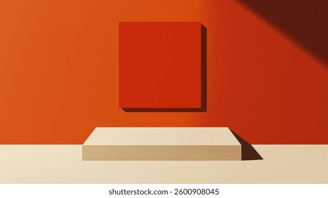 Minimalist Solid Color Background with Geometric Elements and Subtle Shadow